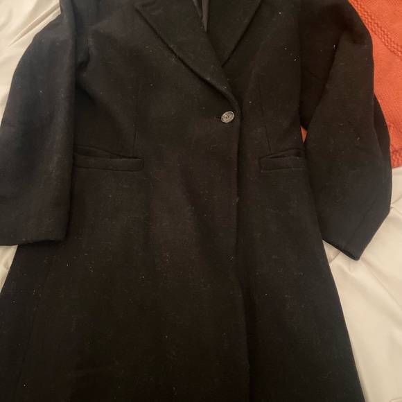 Black wool long waist cinch coat - Picture 7 of 7